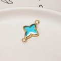 Detail of star-shaped lake blue crystal pendant with gold-plated double rings for DIY jewelry - Lake Blue