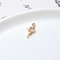 Golden diamond-shaped geometric connector with four round zircons for DIY jewelry making - Rhombus Connector (05#)