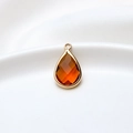 Birnenförmiger Bernstein-Kristallanhänger mit vergoldetem Kupferrand für Schmuck - 10*18mm / Kaffeebraun