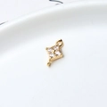 Golden square zircon pendant with dual hanging loops for DIY jewelry making - 4-Prong Square Connector (06#)