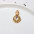 Exquisite gold lute-shaped pendant with colorful oval gemstone and cloud-pattern cutouts - Pipa Lute Style (01#)