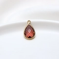 Birnenförmiger dunkelroter Kristallanhänger mit vergoldeter Kupferfassung für Schmuck - 10*18mm / Lotusrosa
