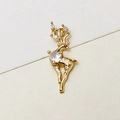 Golden reindeer pendant with sparkling zircons for DIY jewelry and necklace design - Full Reindeer Shape (01#)