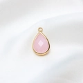 Rosafarbener Kristallanhänger in Tropfenform mit Goldrand für DIY-Schmuckherstellung - 10*18mm / Gelee Rosa