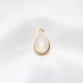 Milchweißer Tropfen-Kristallanhänger mit Goldrand für die DIY-Schmuckherstellung - 10*18mm / Gelee Transluzent Weiß