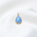 Hellblauer Kristallanhänger in Tropfenform mit vergoldetem Rahmen für DIY-Schmuck - 10*18mm / Gelee Hellblau