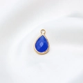 Einzelner dunkelblauer Kristall-Glasanhänger mit vergoldetem Rahmen für DIY-Schmuck - 10*18mm / Gelee Dunkelblau