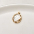 Oval gold-plated bezel birthstone pendant with clear faceted crystal for DIY jewelry - White