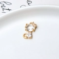 Cat charm pendant in gold finish with sparkling teardrop crystals for jewelry making - Minimum 10 Pieces Price / 01# Cat
