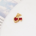 Detailed macro view of heart-shaped red cherry pendant with gold-plated metal and zircon - Dark Red Heart Style (Style-05)