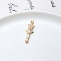 Golden fairy wand pendant with star and wings, inlaid with zircon for jewelry DIY - Minimum 10 Pieces Price / 03# Fairy Wand