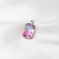 Ciondolo rettangolare in vetro sfumato rosa-viola con montatura in rame placcato oro - 10*18mm / 01# Sfumato