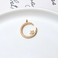 Sparkling gold star and moon jewelry charm with white cubic zirconia inlay for DIY crafts - 05# Moon