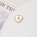 Détail macro du pendentif cœur en or 18 carats avec nacre blanche et pierre zircon - 02#Cœur Avec Strass (14mm)
