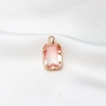 Pendente rettangolare in cristallo rosa con bordo in rame dorato per gioielli DIY - 10*18mm / 03# Sfumato