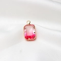 Pendente rettangolare in vetro sfumato rosa con bordo dorato per gioielli DIY - 10*18mm / 04# Sfumato
