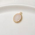 Elegant oval pink gemstone pendant with gold metal edge for DIY jewelry making - Jelly White
