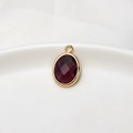 Oval purple crystal pendant with gold-plated copper bezel for DIY jewelry crafting - Dark Purple