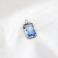 Pendente rettangolare in cristallo blu con bordo dorato per gioielli fai da te - 10*18mm / 07# Sfumato