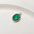 Oval emerald green faceted crystal pendant with gold metal frame for DIY jewelry making - Peacock Green