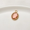 Oval peach birthstone pendant with gold-plated frame for DIY jewelry making - Champagne