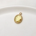 Light yellow oval birthstone pendant with gold plated frame for DIY necklace - Light Yellow