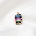 Pendente geometrico in vetro con sfumatura multicolore e bordo placcato in oro - 10*18mm / 10# Sfumato