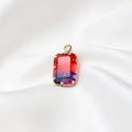 Pendente rettangolare in vetro sfumato rosso e blu con cornice in metallo dorato - 10*18mm / 12# Sfumato