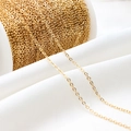 Golden flat O-chain roll for DIY jewelry making with fine oval links on a spool - 2mm Flat O-link Chain (03#2mm Flat O-link Chain) / 1 Meter Length