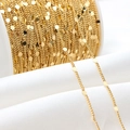Golden flat O-chain with small round discs on spool for DIY jewelry making accessories - 1 Meter Length