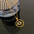 Cancer zodiac necklace in gold finish with micro-paved crystals and double ring design - Cancer / Gold