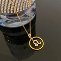 Gold plated Leo zodiac necklace with sparkling crystal pendant on a fine O-link chain - Leo / Gold