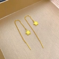 Orecchini a catenella in acciaio al titanio con ciondolo a fiore dorato da donna - Fiore Traforato A Cinque Petali / Oro