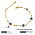 Bracelet œil maléfique doré avec perles bleues et fermoir mousqueton ajustable - Bracelet Œil Or-Bleu
