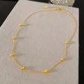 Collana in acciaio al titanio placcato oro con ciondoli Occhio di Allah blu - Stile Perline Malocchio Oro (X916)