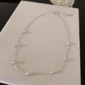 Collana in acciaio argento con perline occhio di Allah blu e catena regolabile - Stile Perline Malocchio Argento (X916)