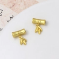 Detail of gold bamboo pendant with Fu character and delicate leaves in matte finish - Blessing Bamboo Leaf Style (05#5*12mm)