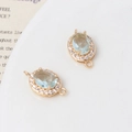 Detail von 9x16mm hellblauem ovalen Zirkon-Verbinder mit Goldrahmen für DIY-Schmuck - Hellblau