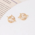 Detailed view of 18k gold-plated planet charms with white zircon and starry accents - 01#15*18mm / Planet Gold Style