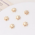 Detail of 6pcs 18k gold plated sun charms with radial flame rays for DIY jewelry making - 04#8mm / Sun Spacer Bead Gold