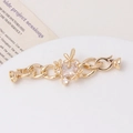 Macro detail of golden magnetic floral clasp with square zircon for jewelry making - 20*63mm / Gold White Rhinestone Style (01#)