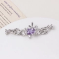 Macro detail of silver floral clasp with purple stone for DIY jewelry making - 20*63mm / Silver Purple Rhinestone Style (06#)