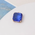 Detail of blue faceted square gemstone pendant with four-claw gold setting for DIY jewelry - Dark Blue