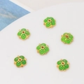 Detail of 8mm green cloisonne enamel flower bead caps for DIY jewelry making - 8mm / Bright Green Flower