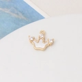 Macro shot of gold-plated crown pendant with white shell inlay and zircon details - 24# Crown (12*15mm)