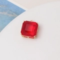Detail of red square faceted crystal pendant with gold claw setting for DIY jewelry - Red