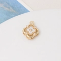 Detail of gold-plated clover pendant with mother of pearl inlay and crystal accents - 23# Hollow Out Four-leaf Clover (13*15mm)