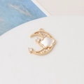 Detailed view of gold moon and cloud pendant with white shell and zircon stones - #25 Moon (18*20mm)