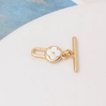 Detail showing a golden OT toggle clasp with a white mother-of-pearl clover inlay - Four-leaf Flower Style (01# 17x20mm)