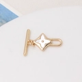 Detailed view of gold OT clasp with white shell clover charm for jewelry making - Clover Style (02# 17x24mm)